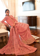 Load image into Gallery viewer, Salmon Pink Designer Woven Viscose Organza Salwar Suit with Embroidery work: Top Pick