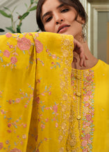 Load image into Gallery viewer, Golden Yellow Designer Woven Viscose Organza Salwar Suit with Embroidery work: Top Pick