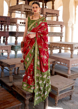 Load image into Gallery viewer, Crimson Red Printed Patola Silk Saree with Zari Border &amp; Tassels on Pallu