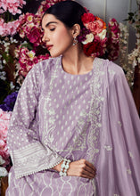 Load image into Gallery viewer, Periwinkle Purple Cotton Printed Salwar Suit With Embroidery Work: Summer Collection