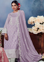Load image into Gallery viewer, Periwinkle Purple Cotton Printed Salwar Suit With Embroidery Work: Summer Collection