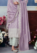 Load image into Gallery viewer, Periwinkle Purple Cotton Printed Salwar Suit With Embroidery Work: Summer Collection