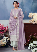 Load image into Gallery viewer, Periwinkle Purple Cotton Printed Salwar Suit With Embroidery Work: Summer Collection