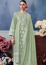 Load image into Gallery viewer, Pastel Green Cotton Printed Salwar Suit With Embroidery Work: Summer Collection