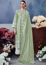 Load image into Gallery viewer, Pastel Green Cotton Printed Salwar Suit With Embroidery Work: Summer Collection