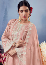 Cargar imagen en el visor de la galería, Salmon Pink Cotton Printed Salwar Suit With Embroidery Work: Summer Collection