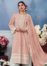 Cargar imagen en el visor de la galería, Salmon Pink Cotton Printed Salwar Suit With Embroidery Work: Summer Collection