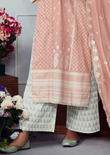 Cargar imagen en el visor de la galería, Salmon Pink Cotton Printed Salwar Suit With Embroidery Work: Summer Collection