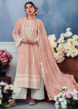 Cargar imagen en el visor de la galería, Salmon Pink Cotton Printed Salwar Suit With Embroidery Work: Summer Collection