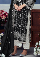Load image into Gallery viewer, Raven Black Cotton Printed Salwar Suit With Embroidery Work: Summer Collection
