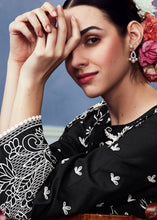Load image into Gallery viewer, Raven Black Cotton Printed Salwar Suit With Embroidery Work: Summer Collection
