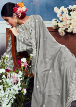 Load image into Gallery viewer, Mink Grey Cotton Printed Salwar Suit With Embroidery Work: Summer Collection