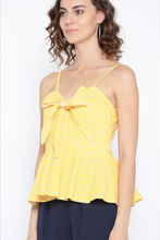 Cargar imagen en el visor de la galería, Front knot peplum top with printed checks