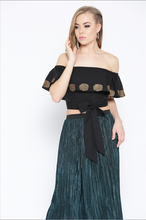 Load image into Gallery viewer, Off shoulder top with criss cross tie up