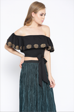 Load image into Gallery viewer, Off shoulder top with criss cross tie up
