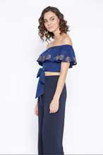 Load image into Gallery viewer, Off shoulder top with criss cross tie up