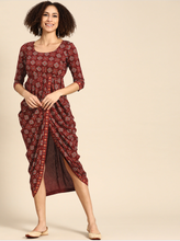 Load image into Gallery viewer, Side cowl Asymmetric overlap Dress
