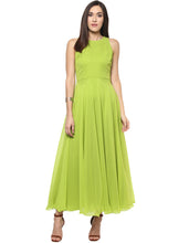 Cargar imagen en el visor de la galería, Green coloured Solid Maxi Dress