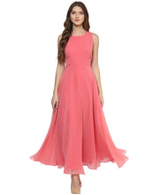 Load image into Gallery viewer, Peach coloured Solid Maxi Dress