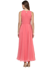 Load image into Gallery viewer, Peach coloured Solid Maxi Dress