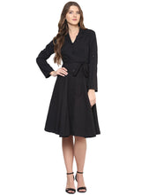 Load image into Gallery viewer, Black Solid Skater Dress