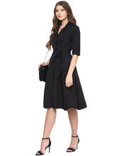 Load image into Gallery viewer, Black Solid Skater Dress