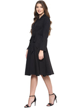 Load image into Gallery viewer, Black Solid Skater Dress