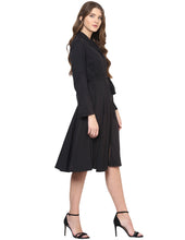Load image into Gallery viewer, Black Solid Skater Dress