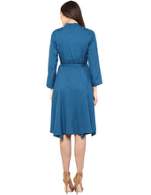 Load image into Gallery viewer, Blue Coloured Solid Skater Dress