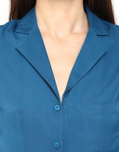 Load image into Gallery viewer, Blue Coloured Solid Skater Dress