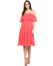 Load image into Gallery viewer, Pink Coloured Solid Skater Dress