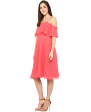 Load image into Gallery viewer, Pink Coloured Solid Skater Dress