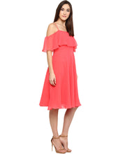 Load image into Gallery viewer, Pink Coloured Solid Skater Dress