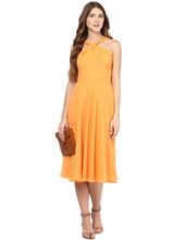 Load image into Gallery viewer, Orange Coloured Solid Skater Dress