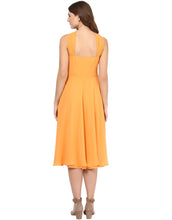 Load image into Gallery viewer, Orange Coloured Solid Skater Dress