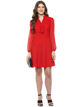 Load image into Gallery viewer, Frill collar Flare Dress