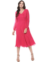 Load image into Gallery viewer, Front Gathered Midi Skater Dress
