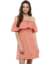 Load image into Gallery viewer, Off shoulder frill mini dress