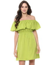 Load image into Gallery viewer, Off shoulder frill mini dress