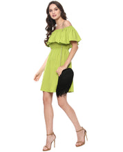 Load image into Gallery viewer, Off shoulder frill mini dress