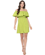 Load image into Gallery viewer, Off shoulder frill mini dress