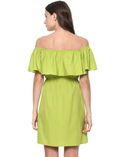 Load image into Gallery viewer, Off shoulder frill mini dress