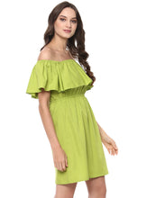 Load image into Gallery viewer, Off shoulder frill mini dress