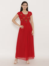 Load image into Gallery viewer, Block Printed yoke Maxi Dress with Cut out back