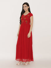 Load image into Gallery viewer, Block Printed yoke Maxi Dress with Cut out back