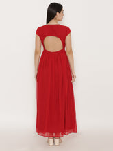Load image into Gallery viewer, Block Printed yoke Maxi Dress with Cut out back