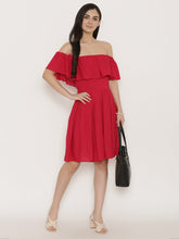 Load image into Gallery viewer, Off shoulder box pleat dress