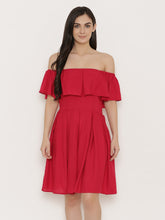 Load image into Gallery viewer, Off shoulder box pleat dress