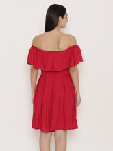 Load image into Gallery viewer, Off shoulder box pleat dress