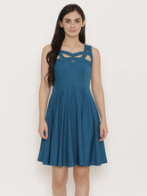 Load image into Gallery viewer, Cutout neck skater dress